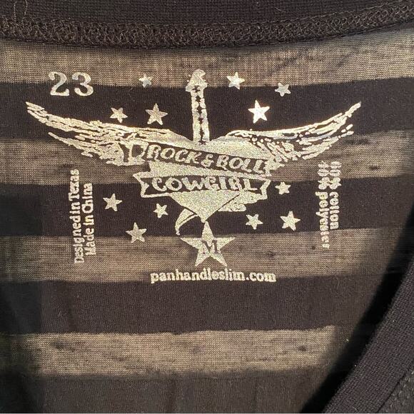 Rock & Roll Cowgirl brand Womens Panhandle Slim Sequin Semi Sheer Concert Tee M - Picture 4 of 7